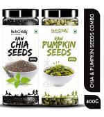 NutroVally Chia & Pumpkin Seeds Combo | Loaded With Calcium & Zinc Rich | Premium Diet & Light Snack | Seeds For Eating 200gm Pack 2