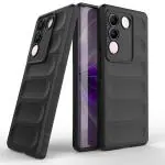 Casotec Back Cover for Vivo S17 5G | Full Camera Protection | Liquid Silicon Case | Flexible Bumper Case for Vivo S17 5G (Black)