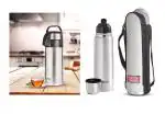 Milton Vacuum Thermosteel Flask with Flip Lid 1000 ml, Steelplain