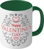 Shieldsmore Ceramic Happy Valentine's Day Printed Coffee Cup/Mug For Gift | Dark Green Ceramic Coffee Mug (325 ml)