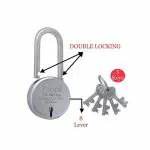 Foora lock and key door lock for home Round 65mm long shackle Silver Alloy Steel Keyed Padlocks with 5 Keys