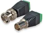 TAAPSEE 1 Set BNC Male & Female Connector Adapter with Solderless Screw Terminal for Balun CCTV Surveillance Camera Accessories, RG59 RG6 Video Coaxial Cable (Green, Pack of 2)