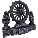 ONLINE BUSINESS Neal exclusive The world famous sun temple Konark wheel for home deocr and gift black color size of 5 inch height Decorative Showpiece - 15 cm (Marble, Grey)