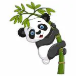 CVANU Smile Baby Panda Hang Up Bamboo Vinyl Wall Sticker for Wall Decoration