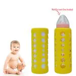 Safe-o-kid Silicone Baby Feeding Bottle Cover, Sleeve, Holder, Insulated Protection, All Bottle Types, Large 250 Ml, Yellow Pack of 2