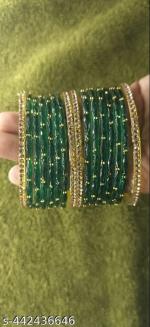 VIBRANCE Crustal Bangle with border Bangles for Girls, Women and Adults, light weight bangles (Packing of 12 bangles) (2.8)