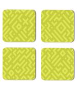 Whats Your Kick Vector Pattern Green With Pattern Design Printed Set of 4 Coaster With Metal Stand