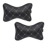 Able Elite Neckrest Necksupporters Pillow Black & Silver for Maruti-XL6 Set of 2 pcs