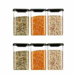 STELITE Airtight Push Up Lid Container For Kitchen Storage | push Up Lid Containers | Grain, Candy, Dryfruit Container set | Kitchen Containers Set | (Black) (SQUAR LID) Set Of 6Pcs