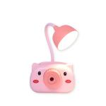 Paper Moon Mini Camera LED Table Lamp LED Rechargeable Desk Lamp with In-built Sharpener and Adjustable Foldable Neck Cord, Study Desk Light for Study Room/Home/Office Peach