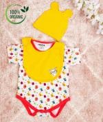More smile...COCOONORGANIC 100% COTTON ROMPER, CAP AND BIB SET