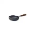 MYNAKSHA Iron Fry Pan/ Large Size Dosa Iron Tawa with Wooden Handle 10 inch Black Export Quality
