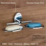 GLOXY ENTERPRISE Oval Shape Wall Mounted Stainless Steel Double Soap Holder for Bathroom, Soap Stands for Bathroom Wall/Soap Tray for Bath Dish Bathroom Accessories and Fittings Rust Free