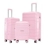 NASHER MILES Lisbon HardSided Polypropylene Check-in Luggage Set of 3 Rose Pink Trolley Bags (55 , 65 & 75 Cm)