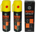 Pepper Spray Yellow Self Defence for Safety/Protection Pepper Stream Spray 55Ml Each Pack of 2 Yellow