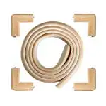 Kids Station Made in India Baby Proofing Edge and Corner Protector Combo Pack, Extra Dense Table Corner Protector and Rubber Edge for Kids Safety (30g/mt, L-Shape, 2m+4, Wooden)