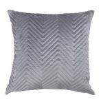 Quilted Velvet Cushion Cover with Top Zipper, Pillow Covers, Square, Big Sofa Cover, 16 x 16 Inches, Pack of 1 (40x40 Cms, Grey)