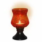 Pure Source India Handmade Glass Lamp Tea Light Holder with Candle (7.6 x 7.6 cm)