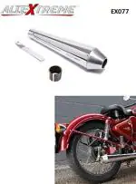 AllExtreme EX077 Mini Megaphone Silencer with Glasswool Compatible for BS3 and BS4 Model Royal Enfield Bullet 350cc and 500cc (Chrome)
