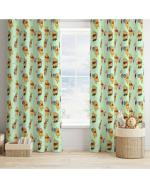 Anteria Pale Yellow and Green Printed Polyester Single Door Curtain (122x275cm) Pack of 1