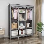TINNITUS Lukzer Micro Fiber Grey Do-It-Yourself Collapsible Wardrobe(Grey)