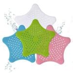 MyHomesWorld Star Shaped Silicone Bathroom Hair Catcher Sink Filter Drain/Strainer Catcher/Plastic Wash Jali for Kitchen/Wash Basin/Bathroom (Pack of 4, MULTI COLOR)