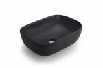 HISRE Table Top Wash Basin For Bathroom, Tabletop Ceramic Bathroom Kitchen Sink Black