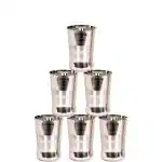 LIMETRO STEEL (Pack of 6) Stainless Steel Serving Glasses, Multi Purpose, Unbreakable Water Drinking Glasses Set - G3-6 Glass Set Water/Juice Glass (350 ml, Steel, Steel)