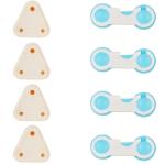 LADWA 4 Pieces Plugs Covers Wall Socket Protector & 4 Pieces Child Safety Strip Locks Baby Locks for Cabinets (Pack of 8)