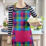 Lushomes Apron for Women, Multi Checks Kitchen Apron for Men, Cooking Apron, apron for kitchen, kitchen dress for cooking, Adjustable Buckle and Solid Pocket, Size 60x80 cms, Pkof1
