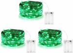 Glowserie Mini Battery Powered Copper Wire Starry Fairy Lights, Battery Operated Lights for Bedroom, Christmas, Parties, Wedding, Centerpiece, Decoration(Green)(Pack of 3)