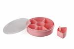 Regalo Plastic 7 Section Round Masala Box For Kitchen| Multipurpose Microwave Safe Spice Container Set/ Puri Dabba With Airtight Lid And Spoon (Urospiceplain)