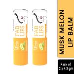 Olivia Musk Melon Fab Lip Balm Jojoba Oil & Vitamin-E for Glowing Lips 4.3g - Pack of 2