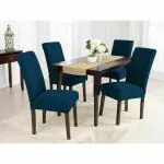 HOTKEI Pack of 4 Dining Chair Cover (Airforce Blue) Fit Stretch Removable Washable Dining Table Chair Seat Cover Slipcovers Protector for Kitchen Wedding Ceremony Banquet Dining Room Hotel Party Chair Covers.