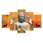 Masstone Buddha Wall Painting | Buddha Painting for Wall Decoration (30x17 Inch) | Gautam Buddha Wall Painting Set of 5 | Wall Paintings for Home Decoration | Buddha Paintings for Living Room