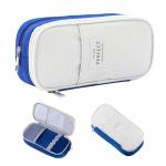 KLVs Large Capacity Pencil Pouch Durable Storage Case Multiple Compartment Pencil Bag Double Zipper Pen Case Portable Capacity Stationery Organizer for College Student Teen (Navy Blue, 22x11 CM)