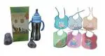 Chinmay Kids Baby Steel Feeding Bottle for Hot and Cold Milk 290ml + Baby Knot Feeding Bib Combo (Blue 290)