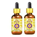 Deve Herbes Pure Olive Oil (Olea europaea) with Glass Dropper Natural Therapeutic Grade Cold Pressed (Pack of Two) 100ml X 2