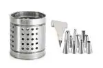 FIRST FRONT Stainless Steel Cutlery Holder With Cake Decorating 13 Pcs Nozzle and (Multicolour, Pack of 2)