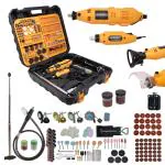 Maf Pro Mg350S 350 Pieces Mini Rotary Die Grinder Kit With 2 Grinders Flexible Shaft And Variable Speed, Yellow (Pack Of 350)