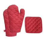 SSDN Kitchen Safety and Style-Heat Resistant Oven Gloves and Potholders, Microwave Oven Mitten for Microwave - Set of 3 PCS (2Oven Gloves,1Potholder)