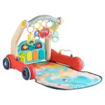 Goyal's 2 in 1 Musical Baby Activity Walker with Convertible Play Gym | Push Walker with Play Piano, Lights, Rattles & Tummy Time Mat for Babies & Toddlers (Multicolour) (Activity Cum Gym Mat)