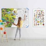 GOWOO Action Words Chart and GIANT JUNGLE SAFARI COLOURING POSTER | SET OF 1 CHART and 1 POSTER | 
