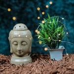 SOLDIFY Premium Handcrafted Ceramic Electric Aroma Diffuser - Oil Burner | Air Purifier Fragrance Lamp Decorative Aromatherapy for Home Office Decor - White/Brown