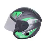 Sage Square Deltz Speed ISI Certified Open Face Helmet (M, Grey Matte - Green Graphics)