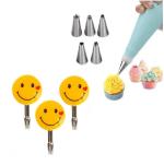 BLUE WONDER Cake Decorating 6 Pcs Nozzle with 1 Set Smiley Hooks and (Multicolour, Pack of 2)