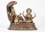 Arihant Craft Lakshmi Narayan idol Vishnu Statue Hand Work Showpiece - 30.5 cm ( Brass, Red, Green )