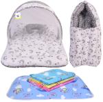 Toddylon New Born Baby Bedding Set Combo Mattress with Net Sleeping Bag & Nappy Changing Mat Sheets