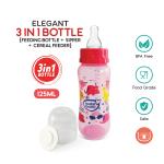 Buddsbuddy Elegant 3 in 1 Bottle (Feeding Bottle+Sipper+Cereal Feeder) 125 ml, Pink