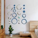 Look Decor Ring And Dots Blue Silver 3D Acrylic Mirror Wall Sticker (Pack Of 20)